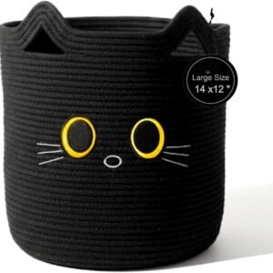 Black cat storage basket