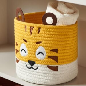 Lion storage basket for kids’ toys, clothes, and nursery organization – durable and playful.